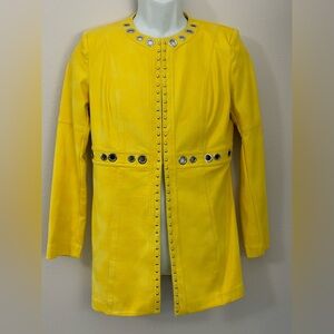 LENA GABRIELLE NWT Striking Yellow Jacket Silver Stud & Circle Accents Size 4